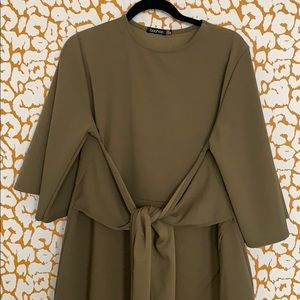 Green Kimono Front Tie Dress